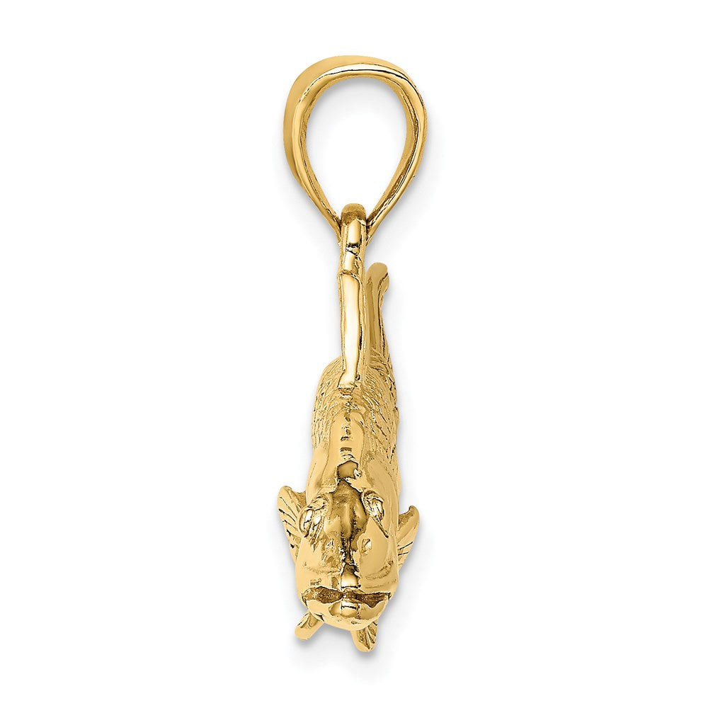 14k Yellow Gold 41 mm 3-D Snook Fish Charm (7.78 grams)