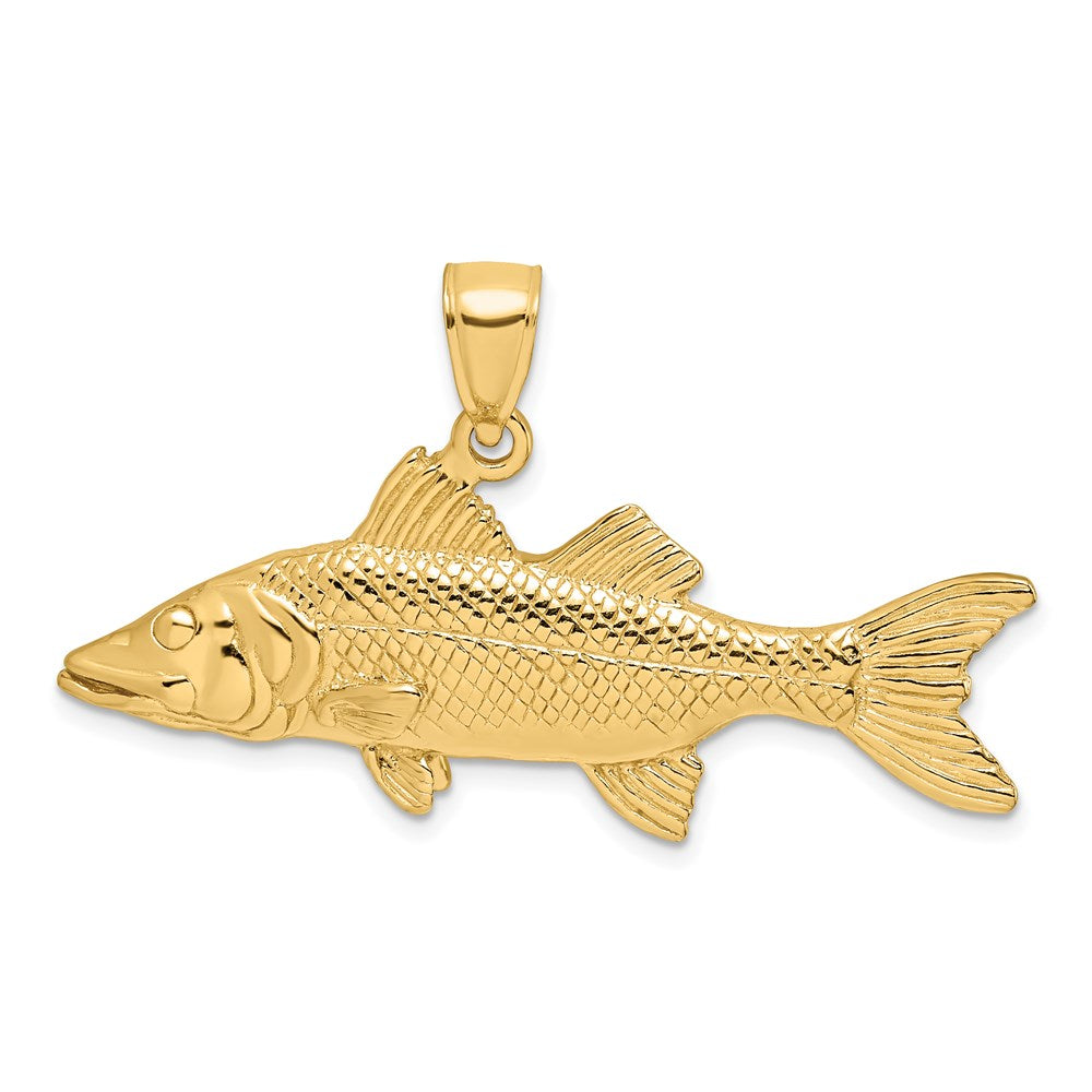 14k Yellow Gold 41 mm 3-D Snook Fish Charm (7.78 grams)