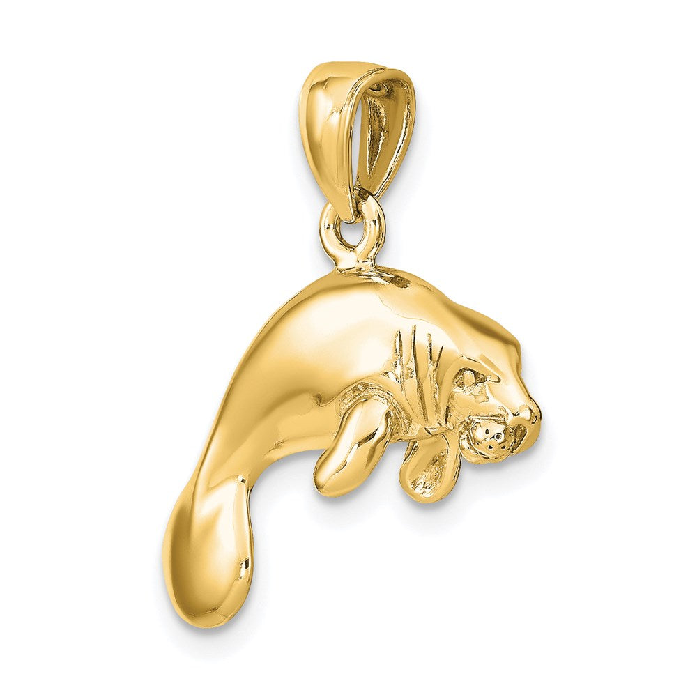 14k Yellow Gold 22.9 mm ng Manatee Charm (4.94 grams)