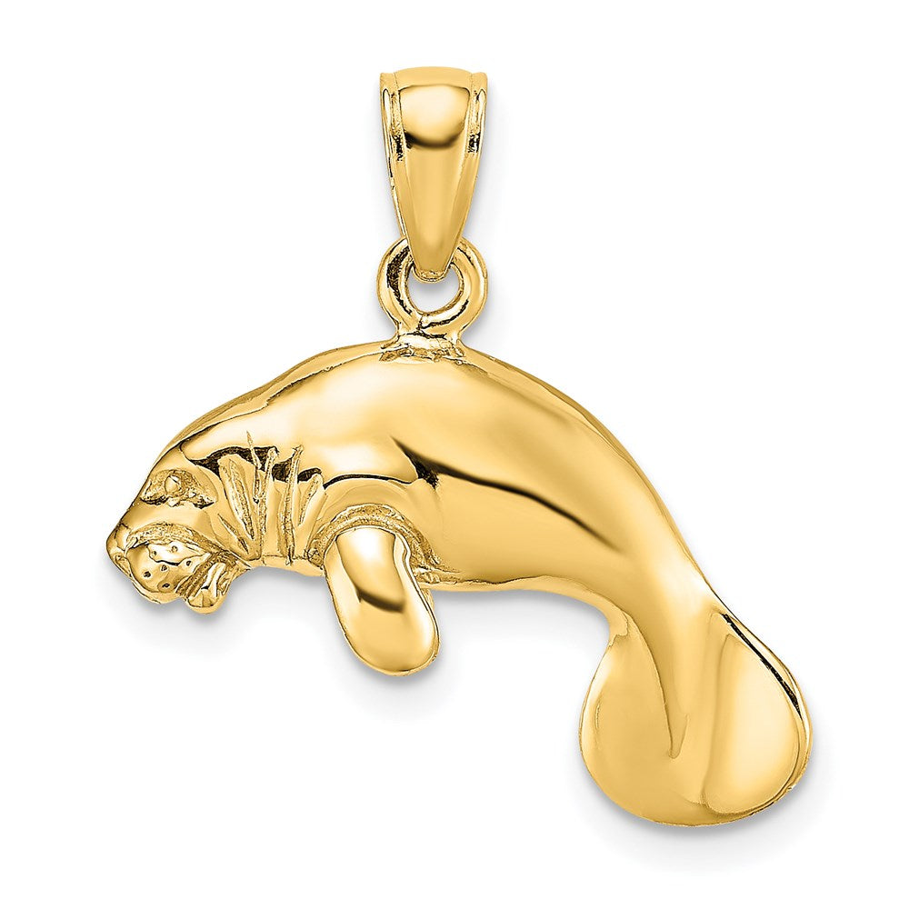 14k Yellow Gold 22.9 mm ng Manatee Charm (4.94 grams)