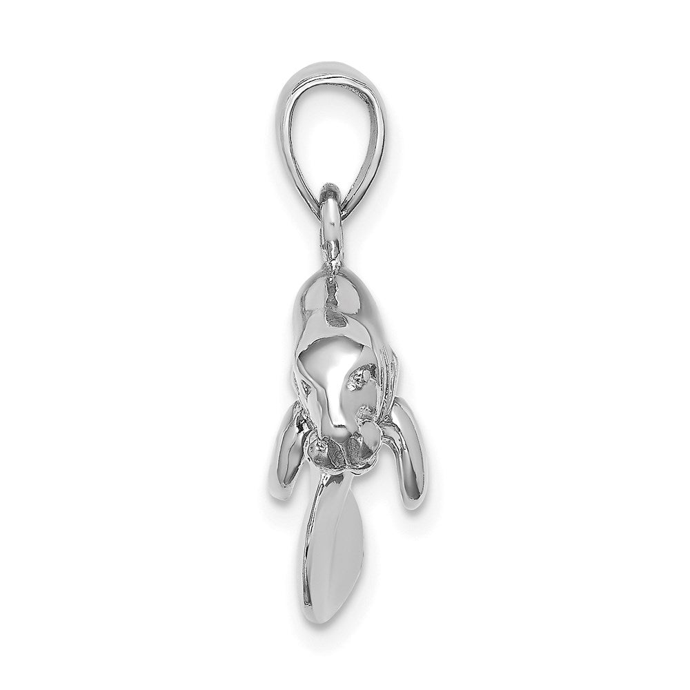 14k White Gold 22.9 mm ng Manatee Charm (4.79 grams)