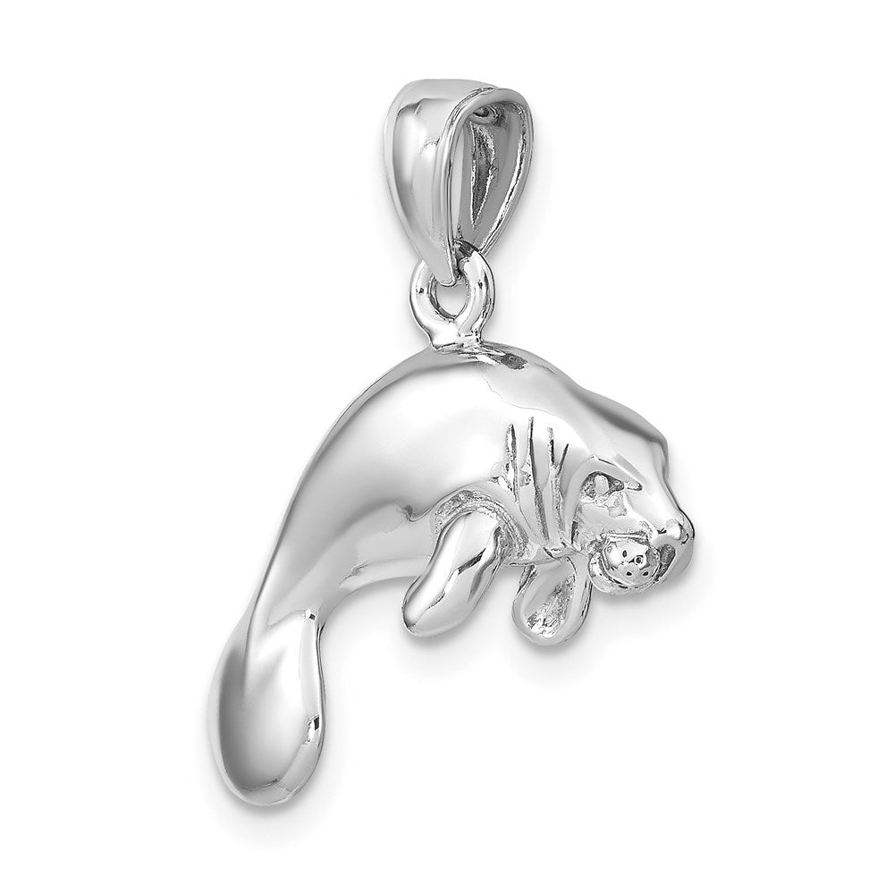 14k White Gold 22.9 mm ng Manatee Charm (4.79 grams)