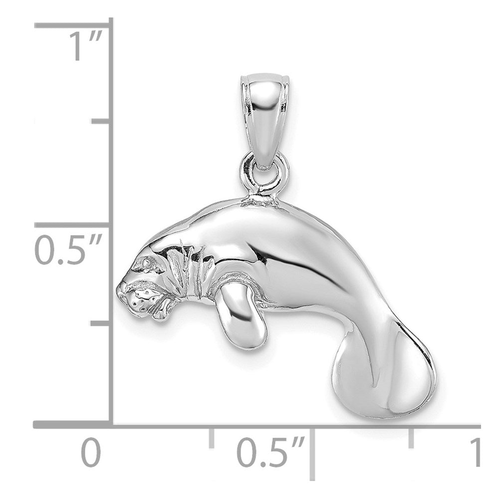 14k White Gold 22.9 mm ng Manatee Charm (4.79 grams)