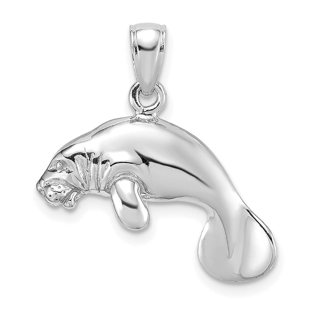14k White Gold 22.9 mm ng Manatee Charm (4.79 grams)