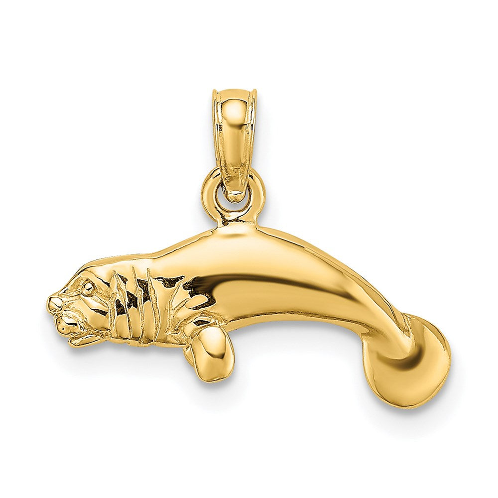 14k Yellow Gold 19.4 mm ng Manatee Charm (1.84 grams)