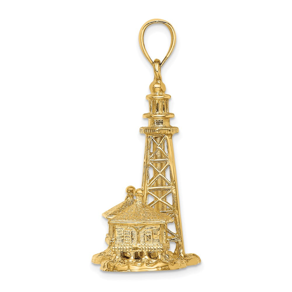 14k Yellow Gold 35.7 mm 3D SANIBEL ISLAND Lighthouse Charm (17.4 grams)