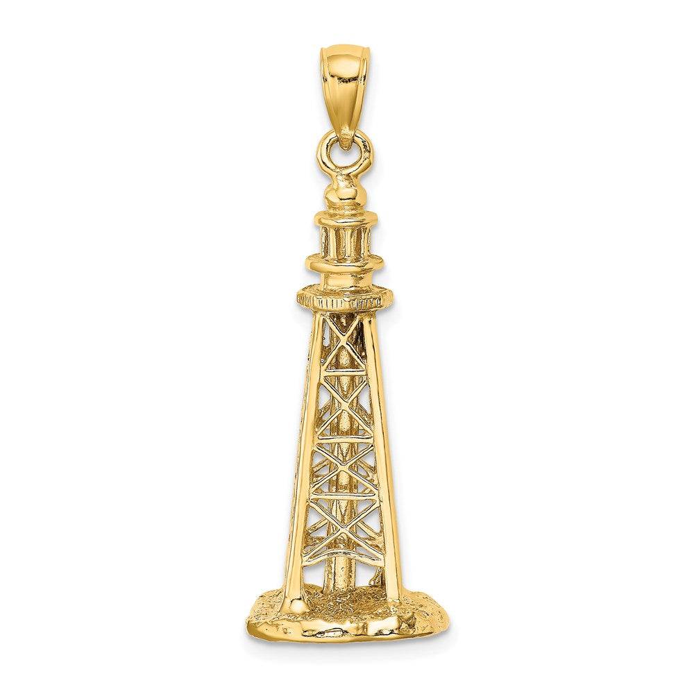 14k Yellow Gold 13.6 mm 3D SANIBEL ISLAND Lighthouse Charm (5.83 grams)