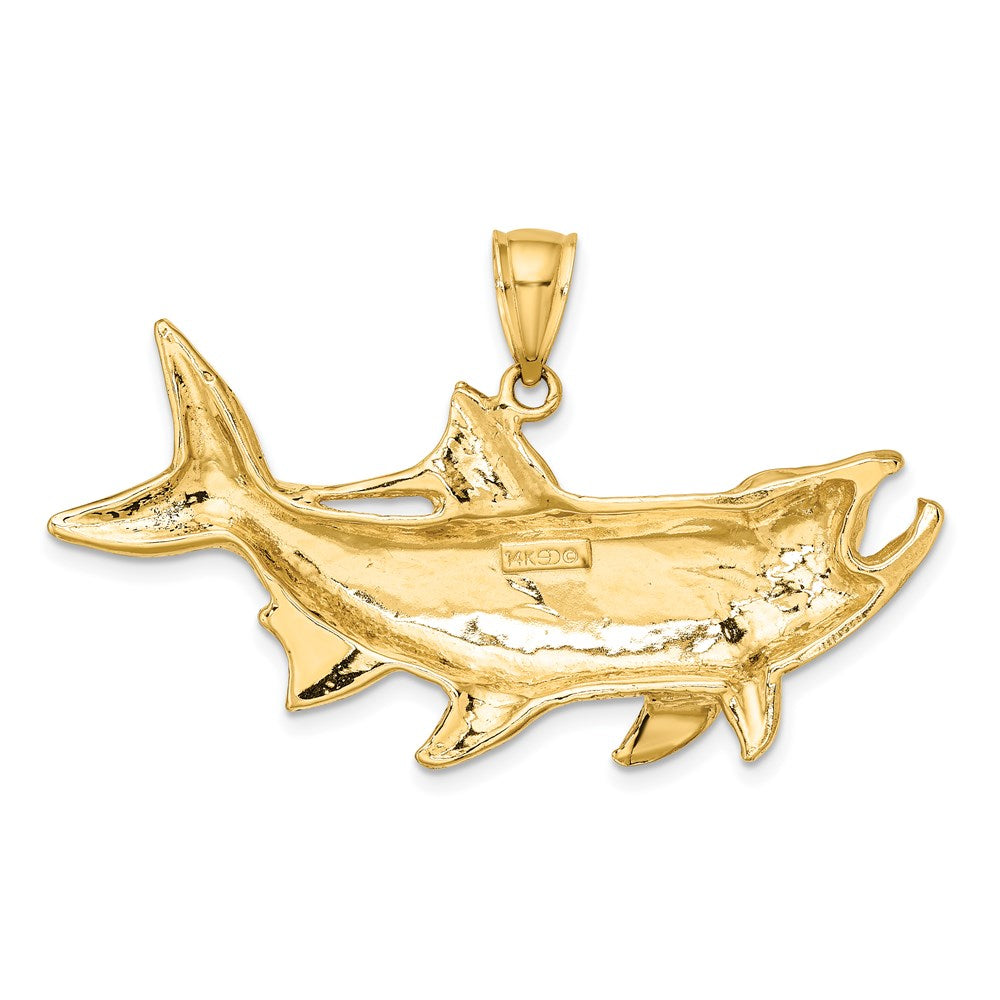 14k Yellow Gold 46.25 mm Tarpon Fish w/Open Mouth Charm (7.79 grams)