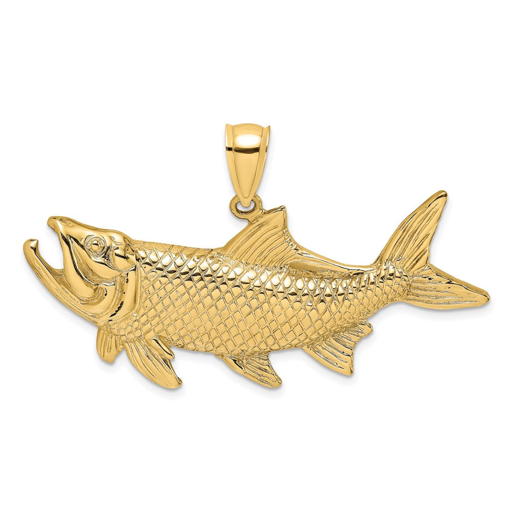 14k Yellow Gold 46.25 mm Tarpon Fish w/Open Mouth Charm (7.79 grams)
