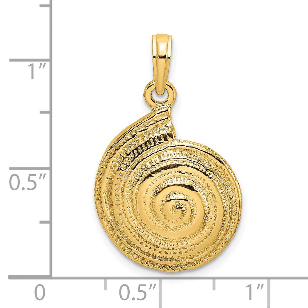 14k Yellow Gold 15.8 mm Textured Troca Shell Charm (2.97 grams)