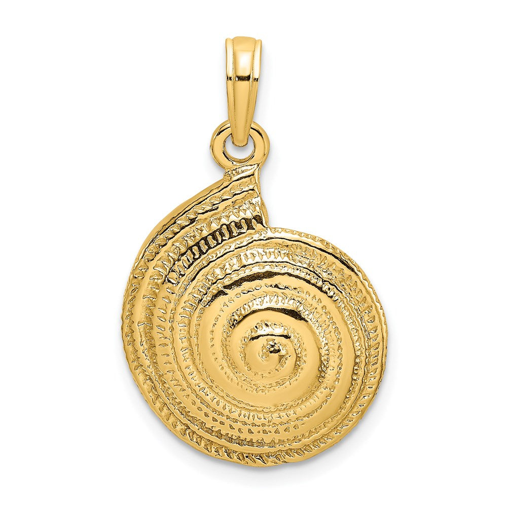 14k Yellow Gold 15.8 mm Textured Troca Shell Charm (2.97 grams)