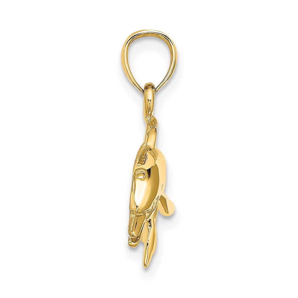 14k Yellow Gold 24.35 mm Textured/Polished Dolphin Jumping Charm (2.09 grams)