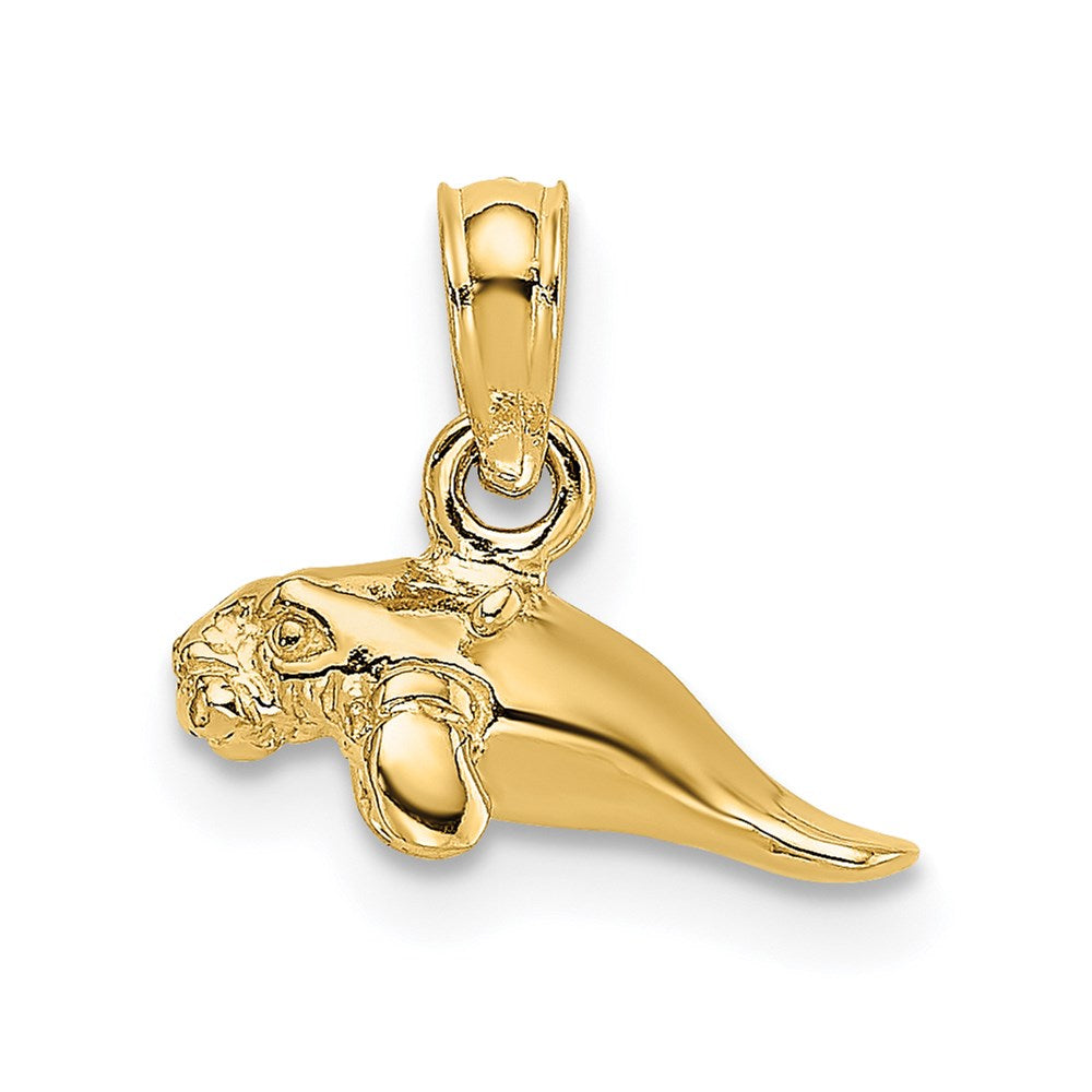 14k Yellow Gold 12.85 mm 3-D Polished Mini Manatee Charm (1.26 grams)