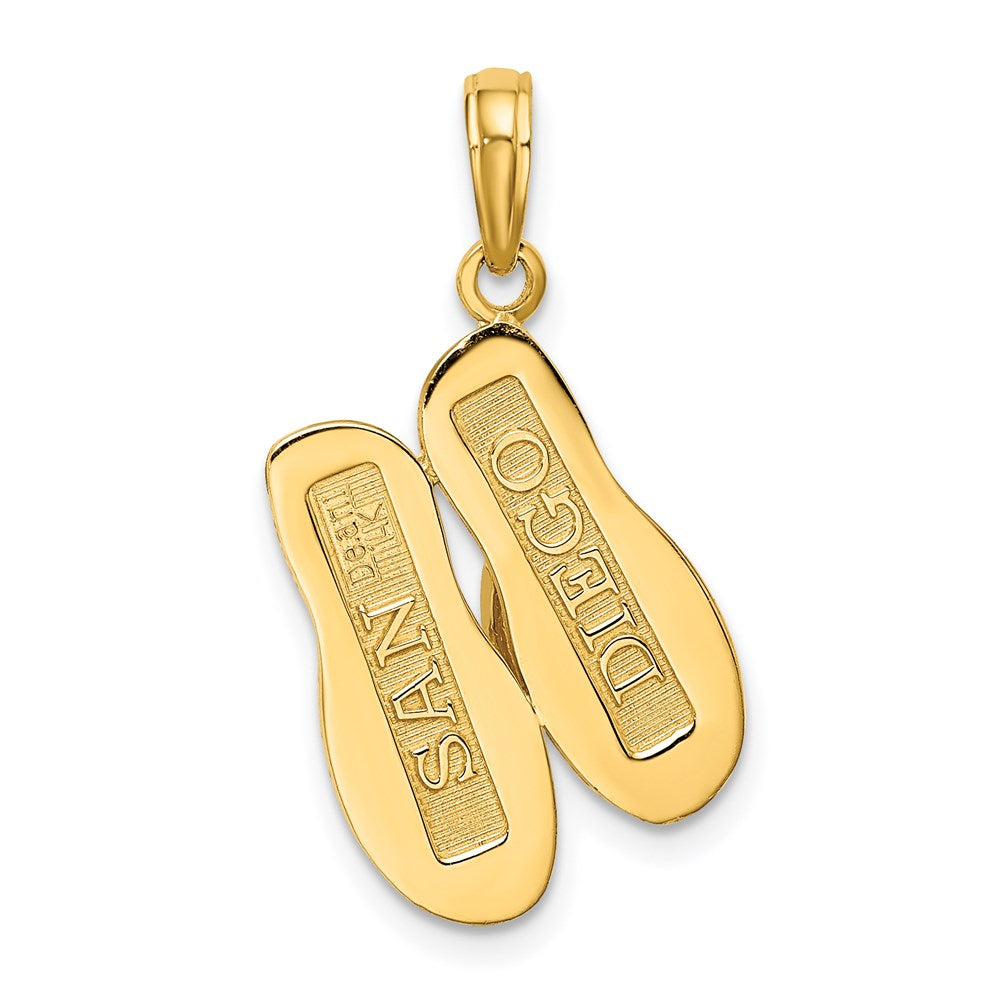 14k Yellow Gold 13.74 mm Large SAN DIEGO Double Flip-Flop Charm (1.85 grams)