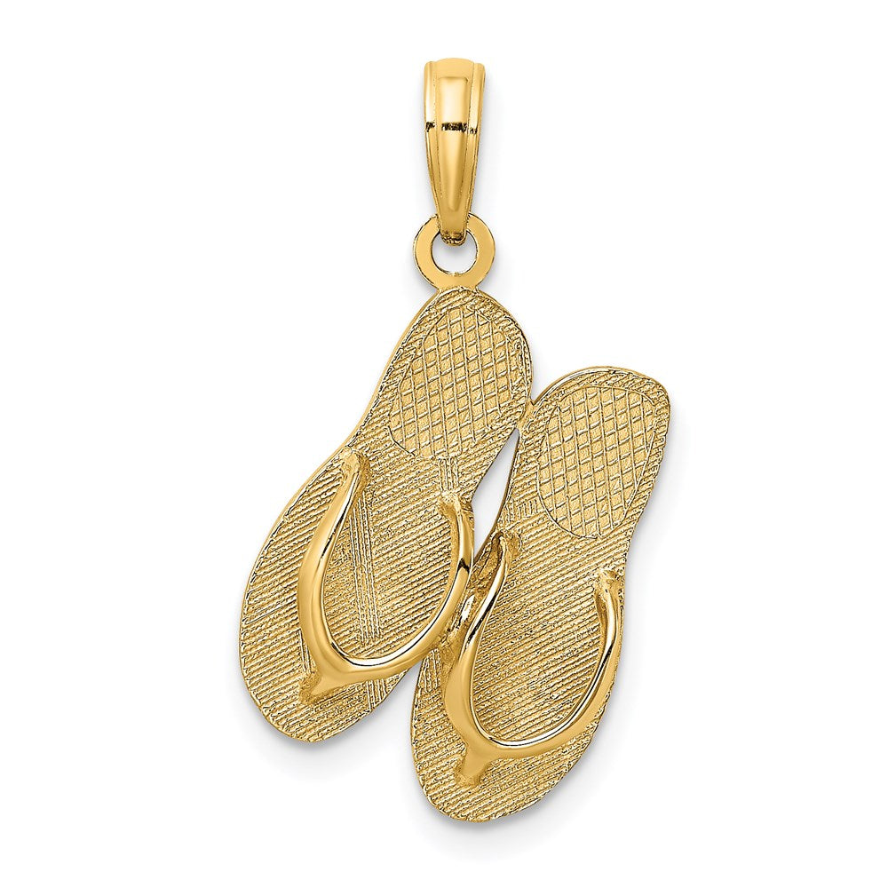 14k Yellow Gold 13.74 mm Large SAN DIEGO Double Flip-Flop Charm (1.85 grams)