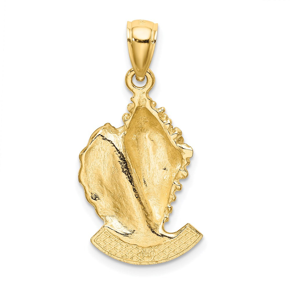 14k Yellow Gold 13.5 mm 2-D TURKS AND CAICOS Under Conch Shell Charm (2.91 grams)