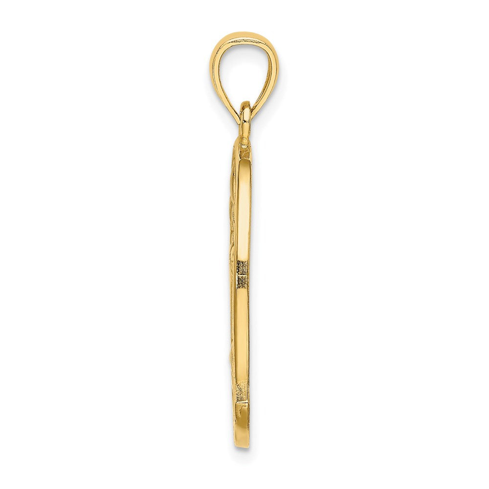 14k Yellow Gold 22.55 mm TURKS AND CAICOS w/Dolphin Sunset Scene Charm (3.24 grams)