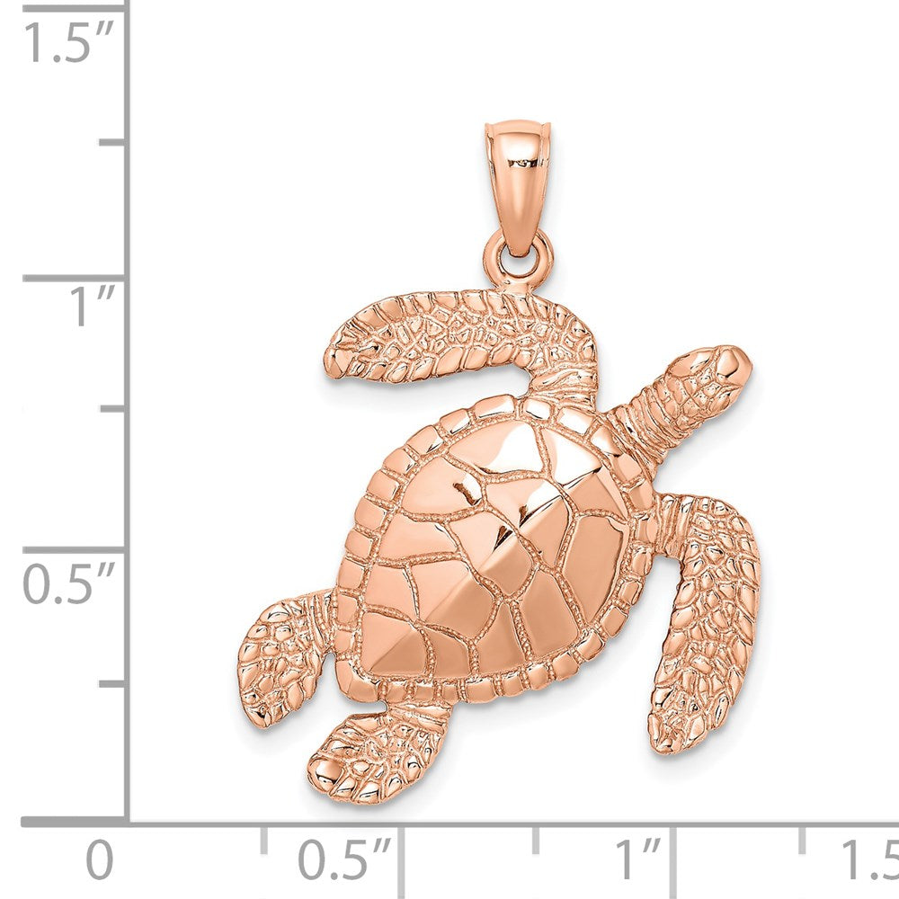 14k Rose Gold 29.6 mm ng Sea Turtle Charm (6.53 grams)