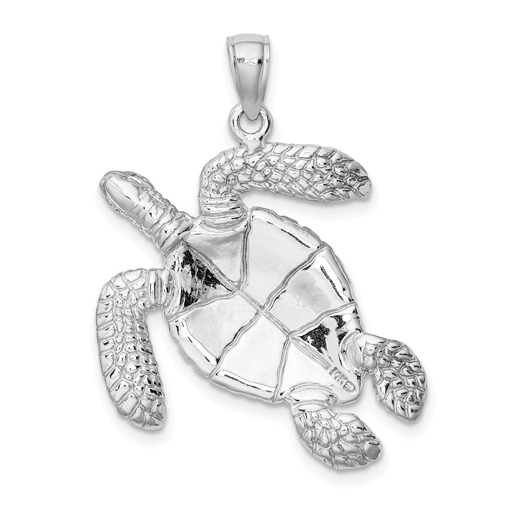 14k White Gold 29.5 mm ng Sea Turtle Charm (6.39 grams)