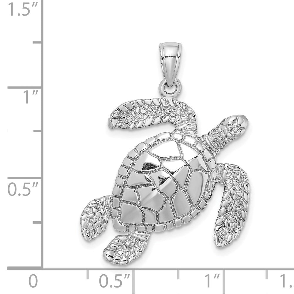 14k White Gold 29.5 mm ng Sea Turtle Charm (6.39 grams)