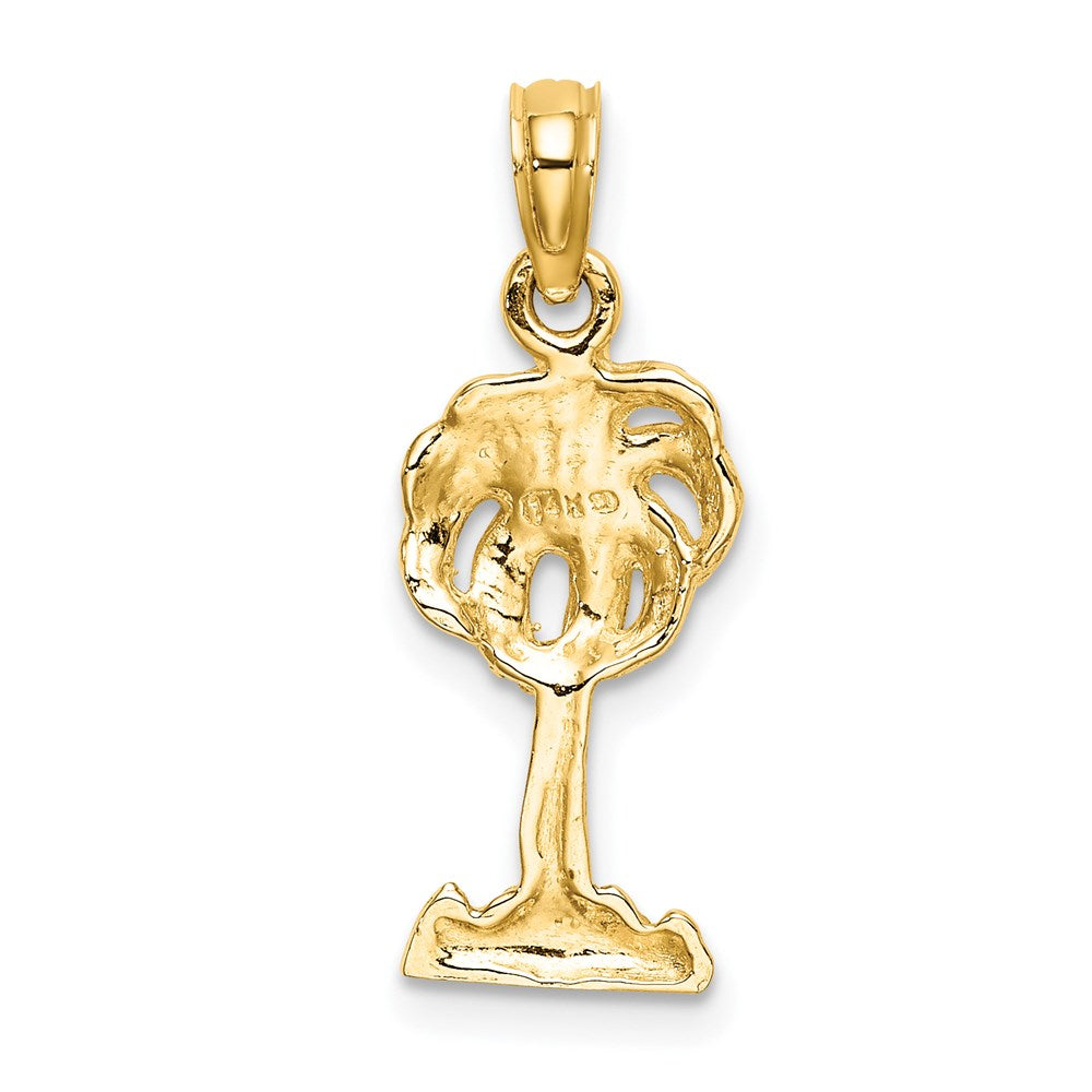 14k Yellow Gold 18.9 mm 2-D Palm Tree Charm (1 grams)