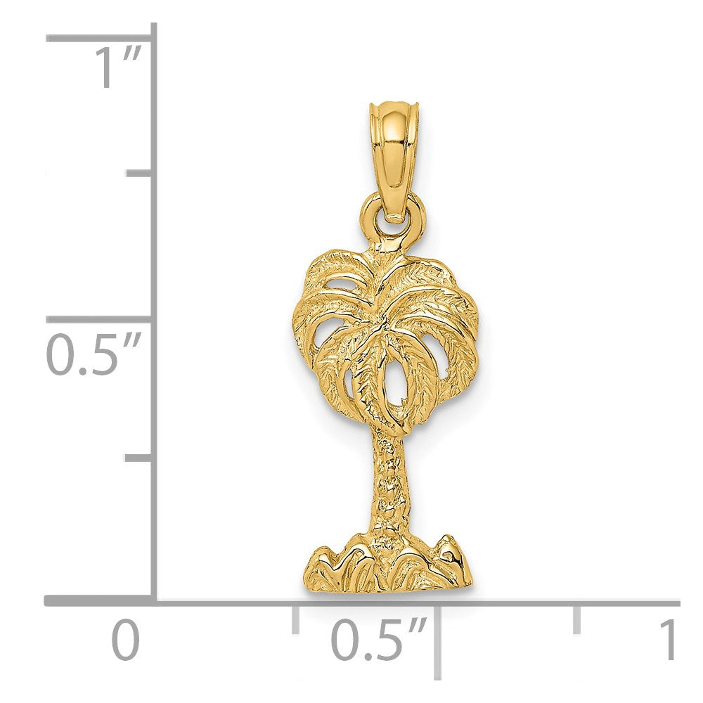 14k Yellow Gold 18.9 mm 2-D Palm Tree Charm (1 grams)