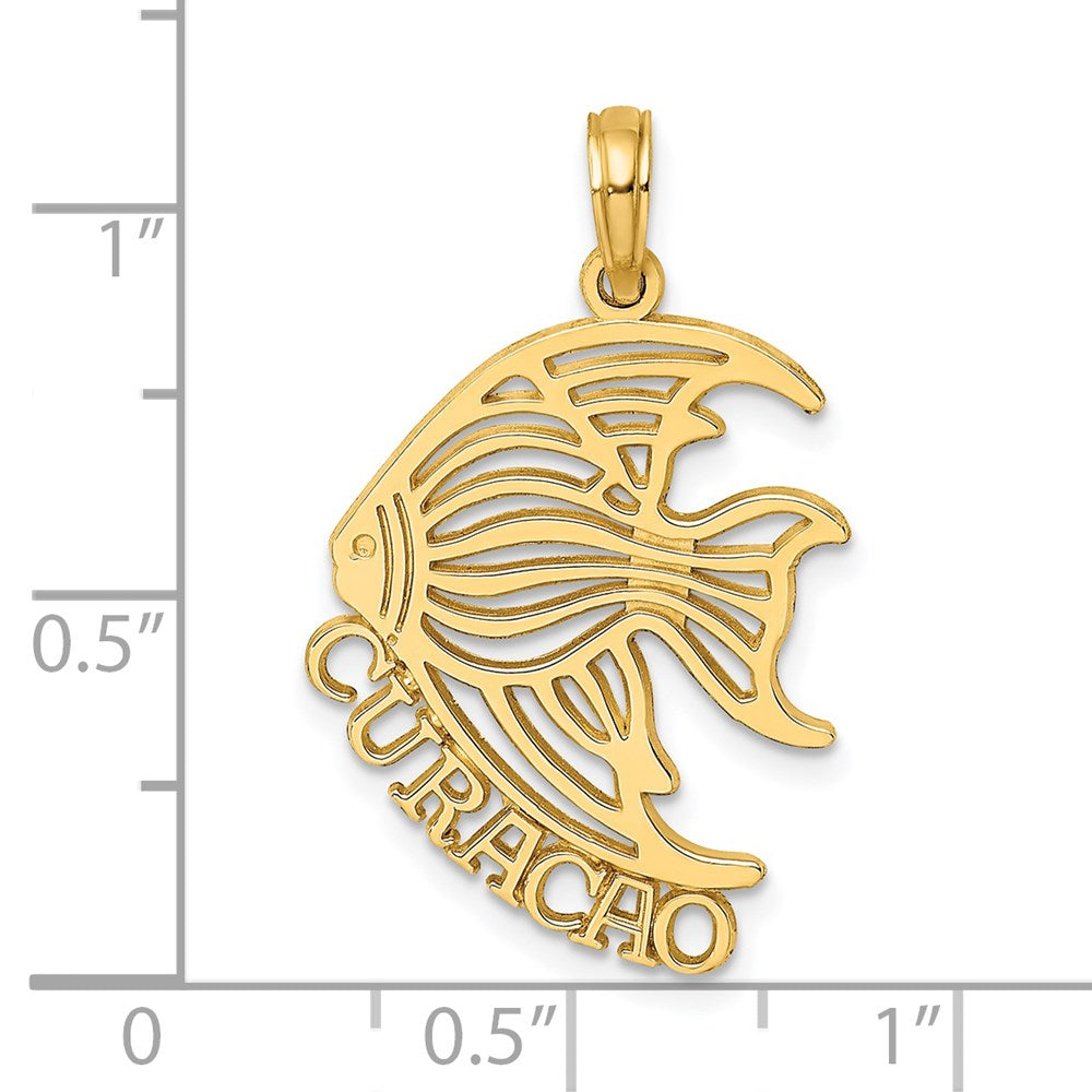 14k Yellow Gold 17.4 mm Polished CURACAO Under Angelfish Charm (1.67 grams)
