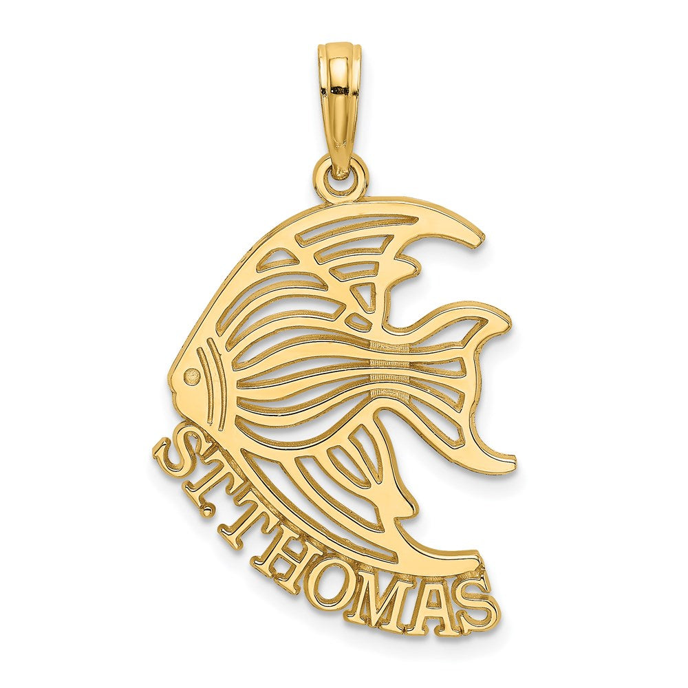 14k Yellow Gold 18.6 mm Polished ST. THOMAS Angelfish Charm (1.61 grams)