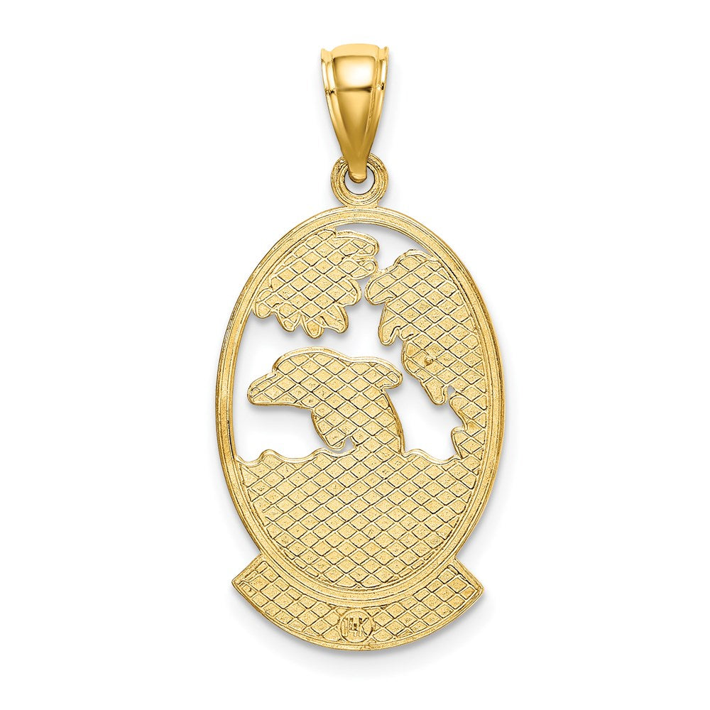 14k Yellow Gold 15.3 mm CURACAO w/ Dolphin Sunset Charm (3.04 grams)