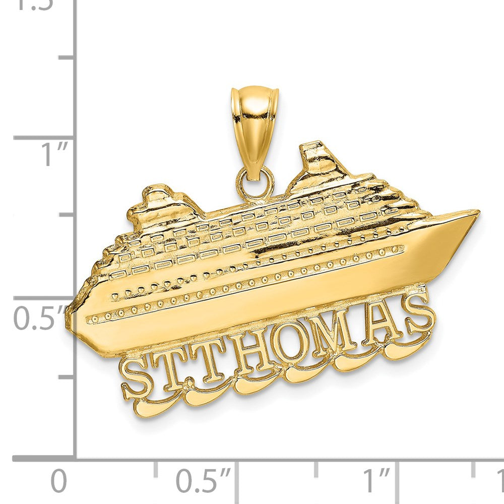 14k Yellow Gold 31.7 mm ST. THOMAS Cruise Ship Charm (3.47 grams)