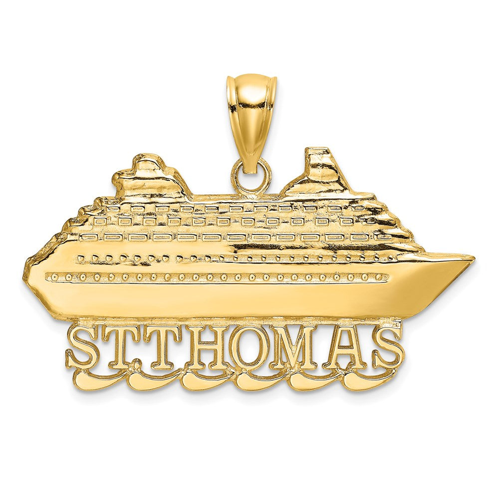 14k Yellow Gold 31.7 mm ST. THOMAS Cruise Ship Charm (3.47 grams)