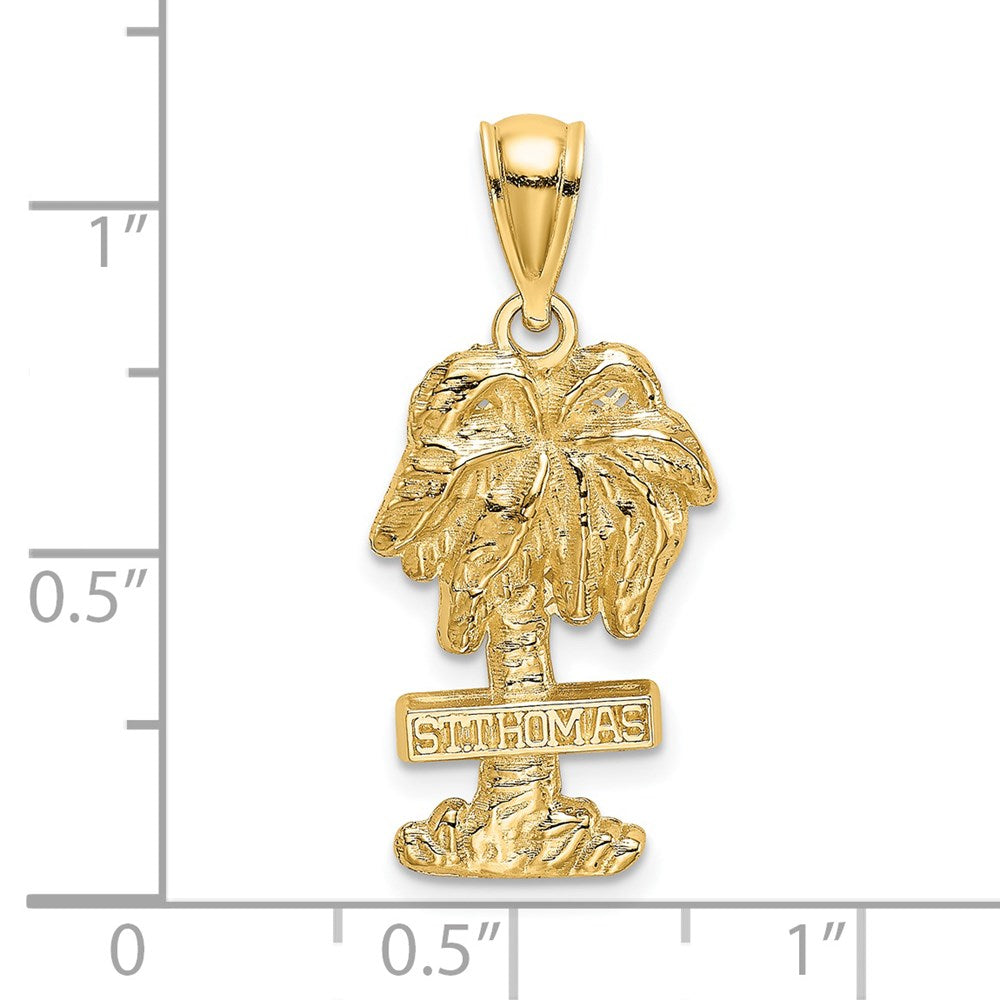 14k Yellow Gold 11.5 mm ST. THOMAS Palm Tree Charm (1.76 grams)