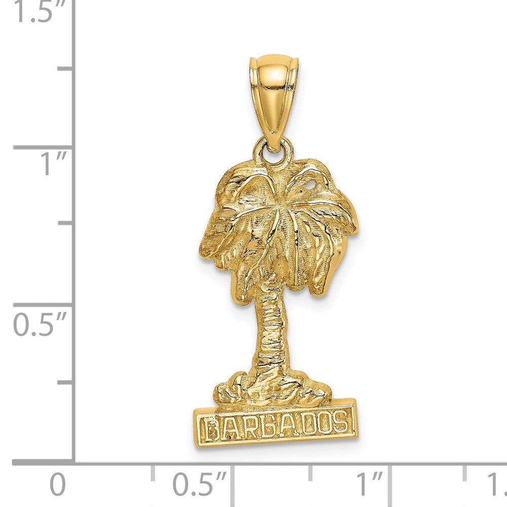 14k Yellow Gold 12 mm BARBADOS Palm Tree Charm (1.95 grams)