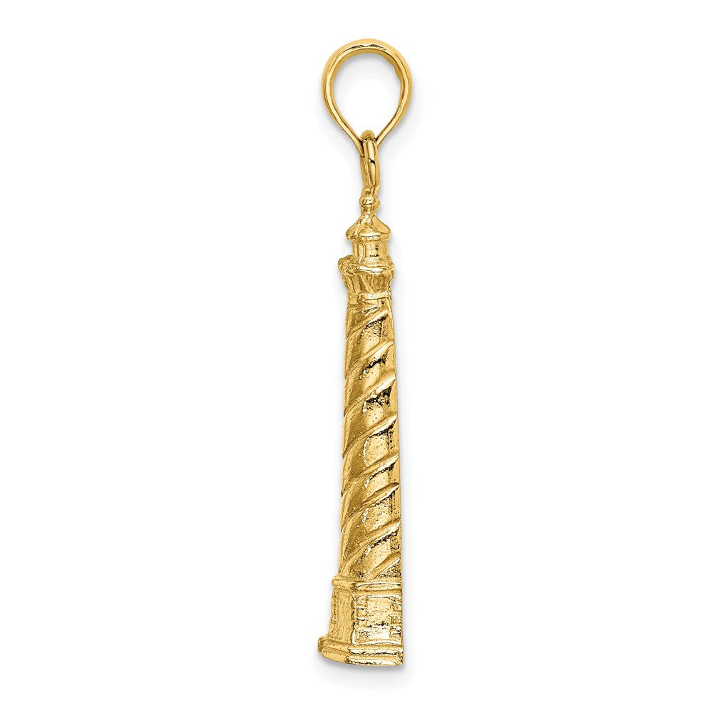14k Yellow Gold 7.1 mm 2-D Cape Hatteras Lighthouse Charm (2.63 grams)