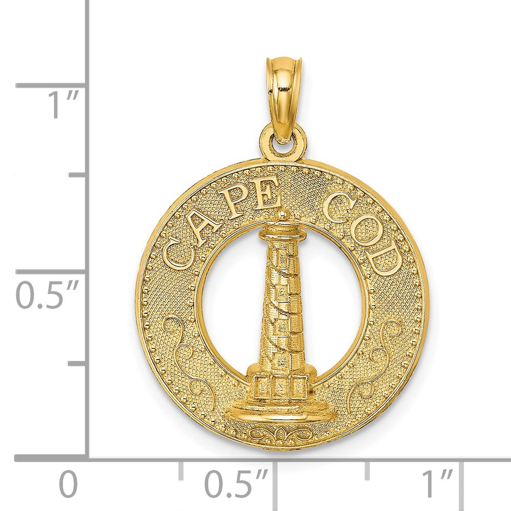 14k Yellow Gold 19.3 mm CAPE COD Lighthouse Charm (2.13 grams)