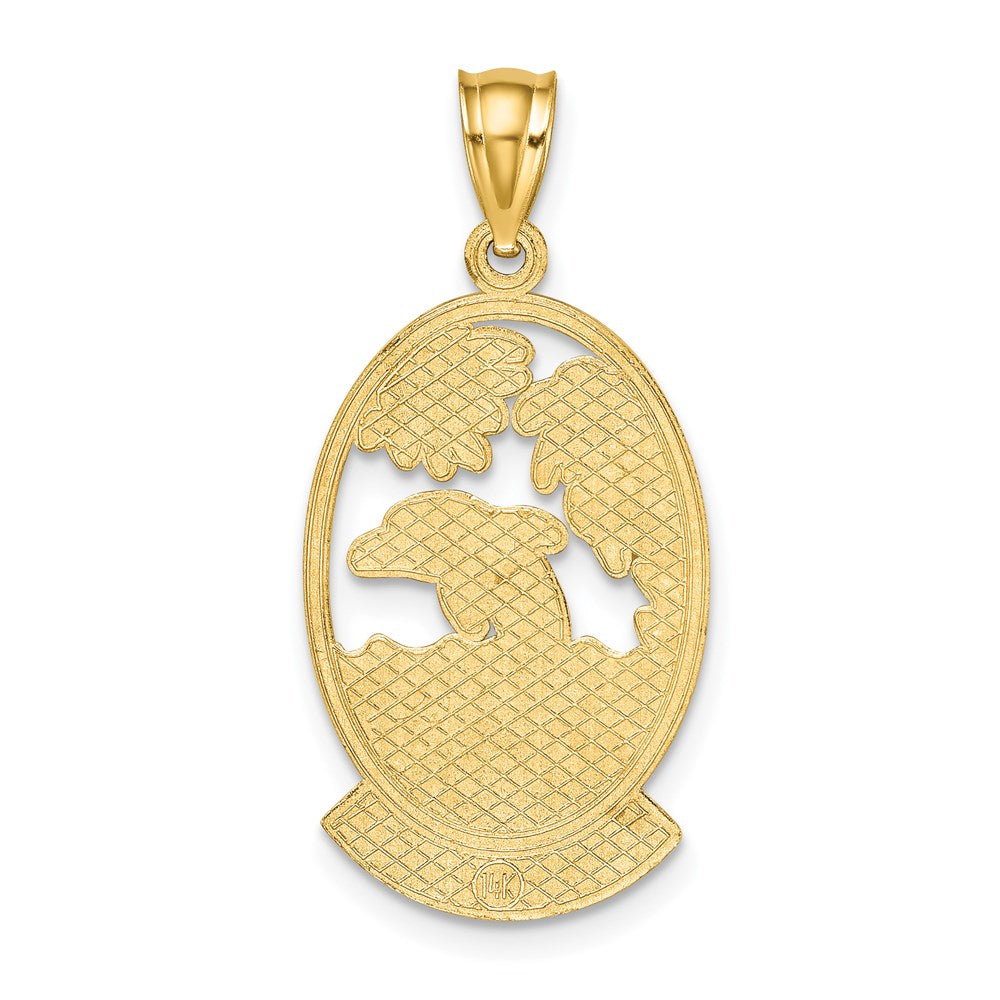 14k Yellow Gold 15.2 mm ST. MARTIN w/ Dolphin Sunset Charm (3.04 grams)