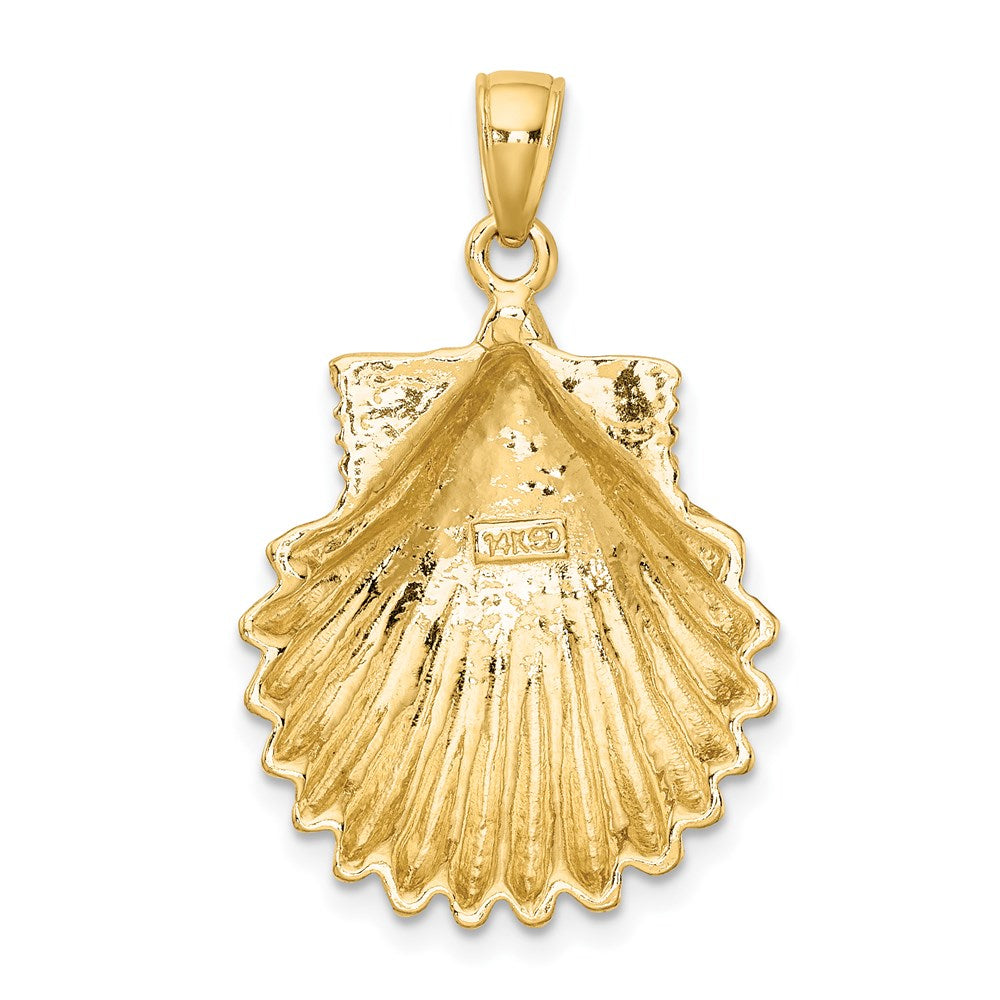 14k Yellow Gold 18.88 mm Polished Scallop Shell Charm (4.45 grams)