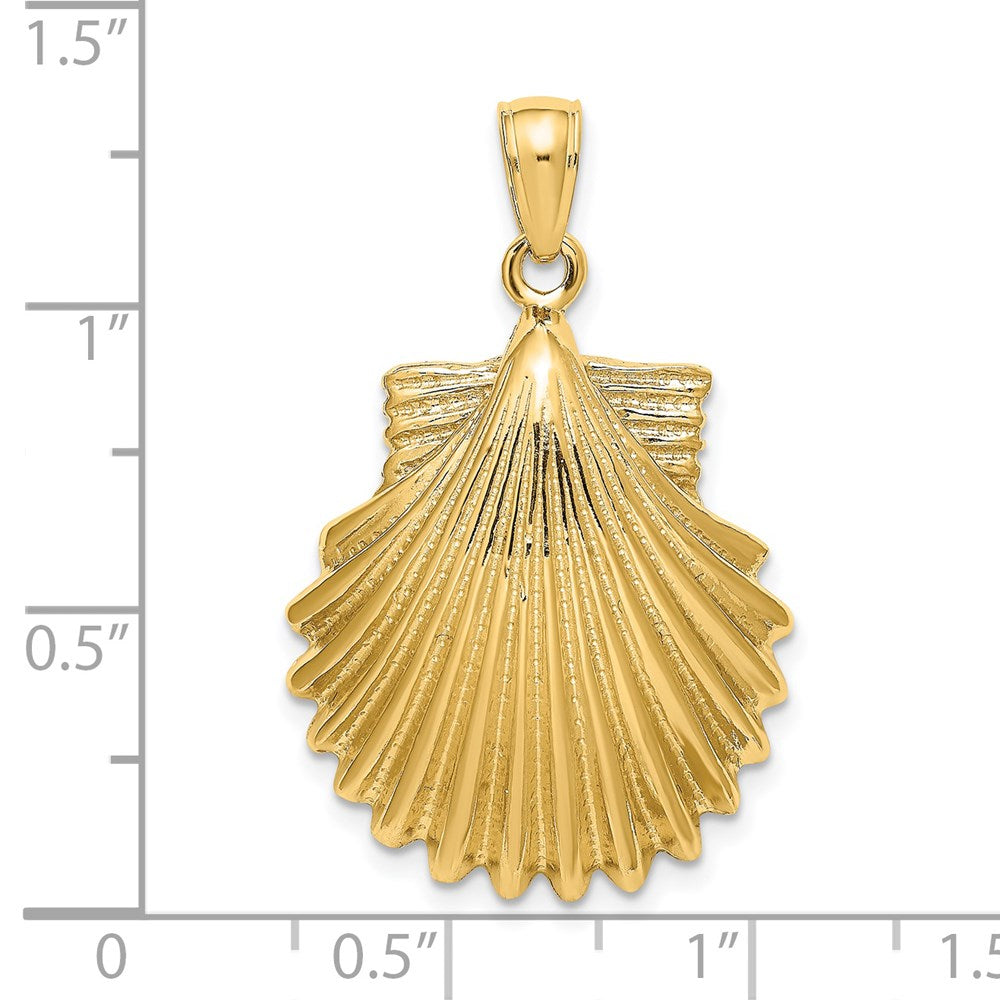 14k Yellow Gold 18.88 mm Polished Scallop Shell Charm (4.45 grams)