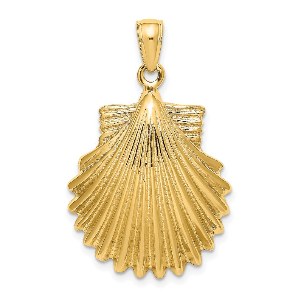 14k Yellow Gold 18.88 mm Polished Scallop Shell Charm (4.45 grams)