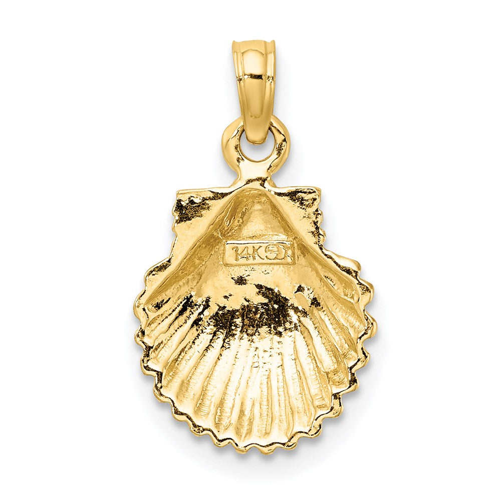 14k Yellow Gold 12.35 mm Polished Scallop Shell Charm (1.52 grams)