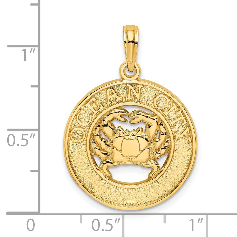 14k Yellow Gold 19.1 mm OCEAN CITY w/ Crab Charm (2.18 grams)