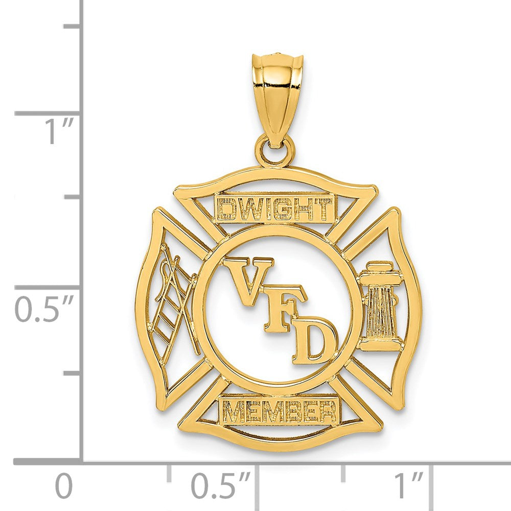 14k Yellow Gold 20.8 mm VFD DWIGHT MEMBER In Shield Charm (1.57 grams)