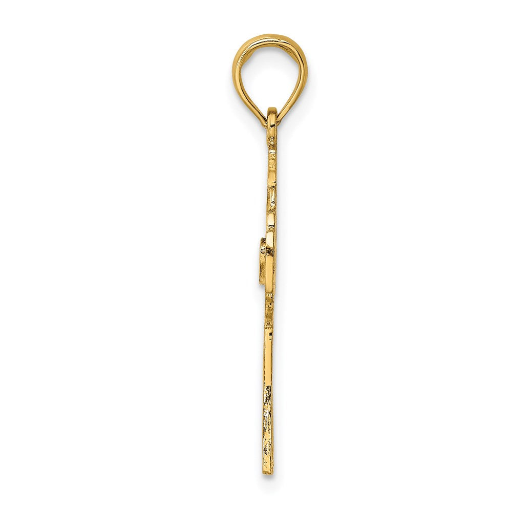 14k Yellow Gold 15 mm Claddagh Cross Charm (1.04 grams)