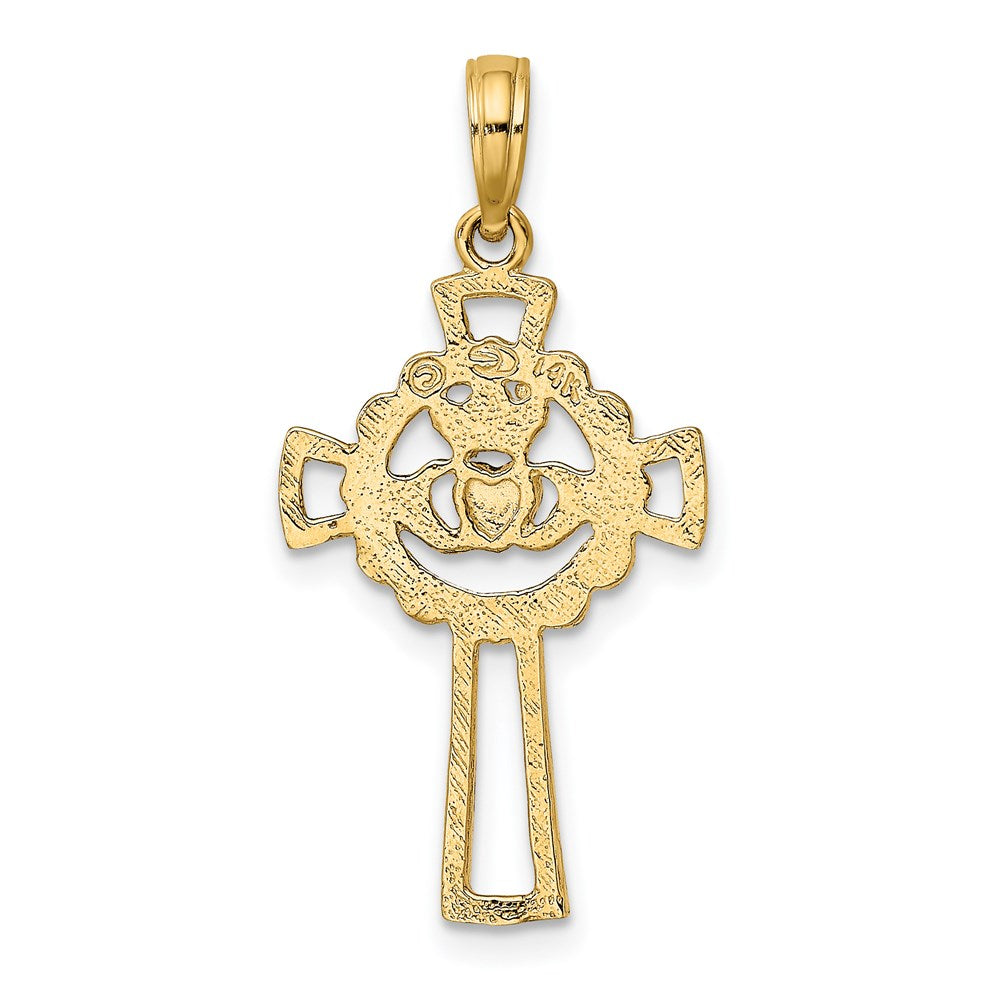 14k Yellow Gold 15 mm Claddagh Cross Charm (1.04 grams)