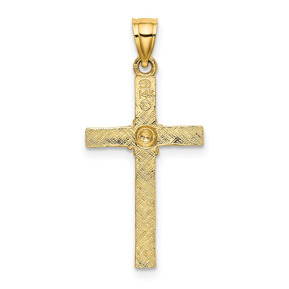 14k Yellow Gold 14 mm Cross w/ Flower Charm (0.84 grams)