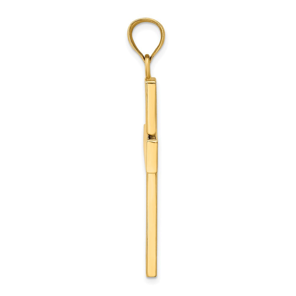 14k Yellow Gold 23 mm Polished Large Block Cross w/Open Back Charm (3.52 grams)