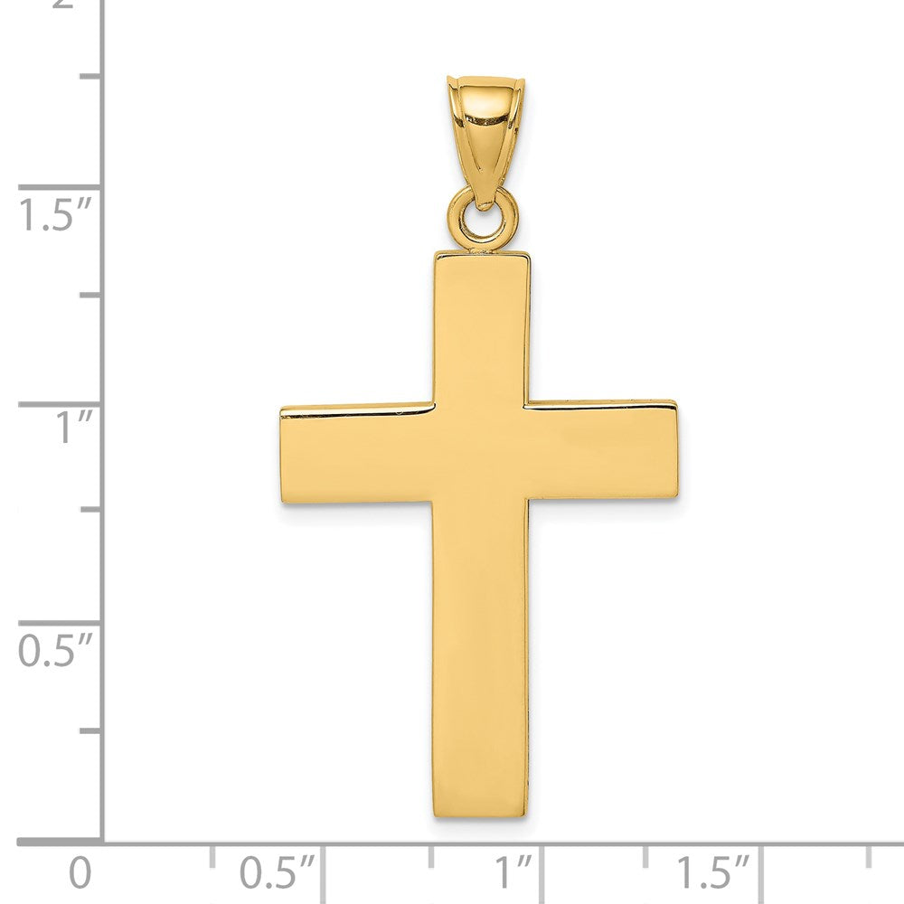 14k Yellow Gold 23 mm Polished Large Block Cross w/Open Back Charm (3.52 grams)