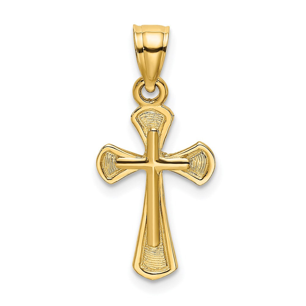 14k Yellow Gold 10 mm Solid Textured Cross Charm (0.64 grams)