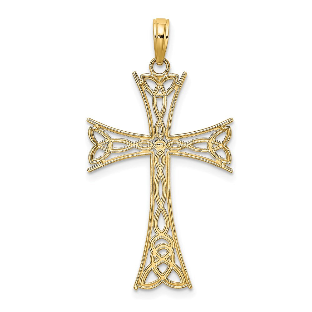 14k Yellow Gold 21 mm Polished Celtic Knot Cross Charm (1.3 grams)