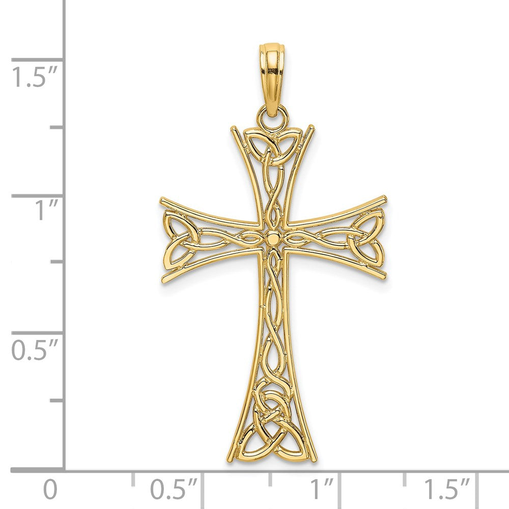 14k Yellow Gold 21 mm Polished Celtic Knot Cross Charm (1.3 grams)